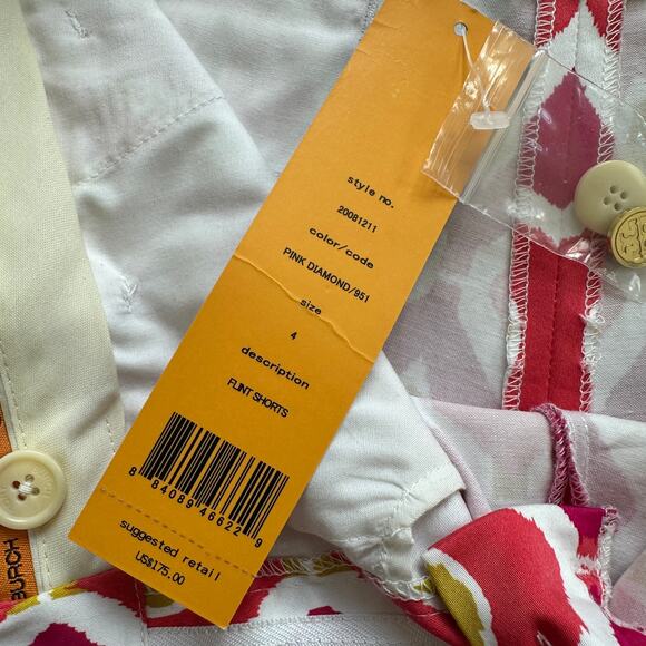 NWT Tory Burch Pink Diamond Print High Rise Flint Shorts Size 4 - Picture 6 of 8